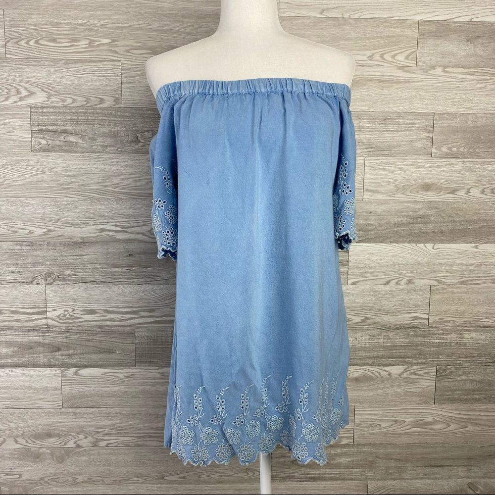 D&Kade Offshoulder Chambray Mini Skirt|Long Blouse